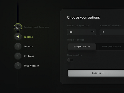 Choose Your Options dark icons indicator navigation options progress step steps timeline ui