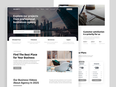 AGENT C : Digital Agency Landing Page agency company company website design elegant interface landing landing page minimalist simple ui ui design uiux ux