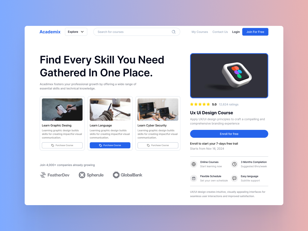 Hero header design for Online Courses by Hassan Shah on Dribbble