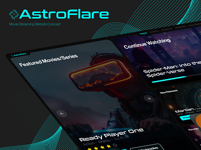 AstroFlare - Movie Streaming Website bento bento design bento grid cinema clean futuristic design movie movie serial movie website netflix prime serial ticket ui web design website