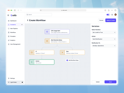 Alert Pipeline - Create Workflow business dashboard design dev tools saas service ui ux ux design workflow