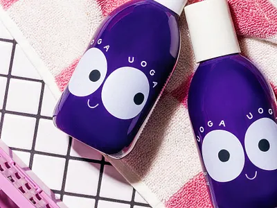 Uoga kids andstudio bold bottle branding colour eyes illustration kids mascot packaging purple