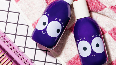 Uoga kids andstudio bold bottle branding colour eyes illustration kids mascot packaging purple