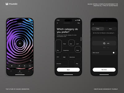 Muzaic App Design app design application application design design graphic design interaction design interface mobile mobile app mobile ui mobile ux music ui user experience user interface ux