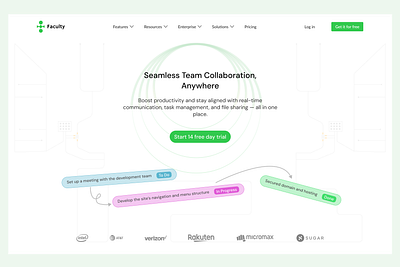 Faculty: All-in-One Collaboration & Task Management UI. Homepage cleanui collaborationtool designinspiration homepage landingpage minimaldesign productdesign startup taskmanagement teamcollaboration ui uiux uxtrends webapp