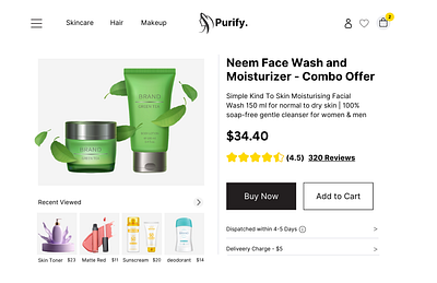 Purify - Women Beauty Products eCommerce Website UI Design branding design figma graphic design illustration logo template ui ux wordpress