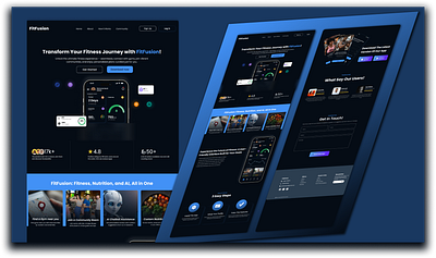 FitFusion Fitness App landing Page figma landing page mobile app ui uiux web design