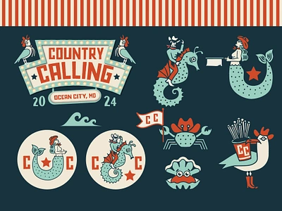 Country Calling boardwalk branding cowboy festival graphic graphic design il illustration mermaid vector western