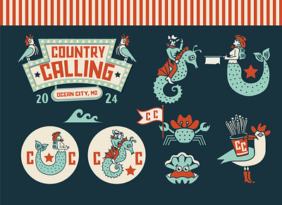 Country Calling boardwalk branding cowboy festival graphic graphic design il illustration mermaid vector western