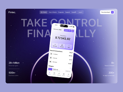 Fintec App – A Modern Financial App with Analytics analytics balance banking banking app digital wallet finance financial app graphic design investment app mobile mobile app mobile bank mobile banking mobile banking app mobile design money startup transaction ui wallet