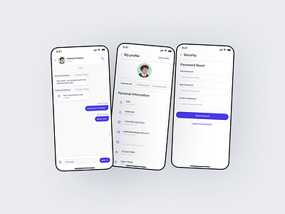 HR Mobile App - Chat and User Profile Screens 2024 2025 app blue design figma hr ios mobile app new ui ux white