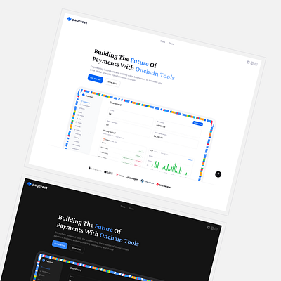 Light and Dark Theme: Paycrest Hero Header clean ui defi design dex landing page payments product design ui uiux user experience web3 website design