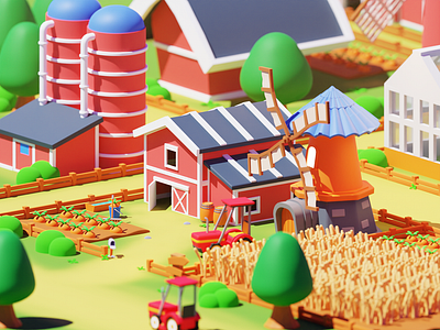 The Art of Harvesting - 3D Illustration 3d 3d animation 3d illustration 3d model agriiculture asset blender dairy farm farming game garden green illustration industry maya modern farming nature object sustainbility