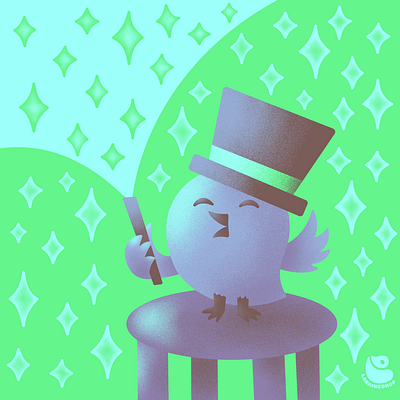 A Baby Chick doing a Magic Trick affinity affinity designer art challenge bird challenge color challenge colors digital art drawing graphic design green illustration limited colors magic magic trick process