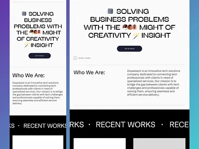 Dopastack first draft header landing page tech agency ui ux web design