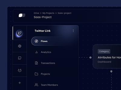 Workflow/ Flowchart Dashboard for Saas | Dark Theme black theme ui uiux user interface design workflow