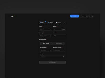 Zap by Paycrest app clean ui defi design fintech payments product design ui uiux user experience web3