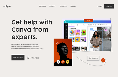 Canva tutorial website header landing page ui ux web page