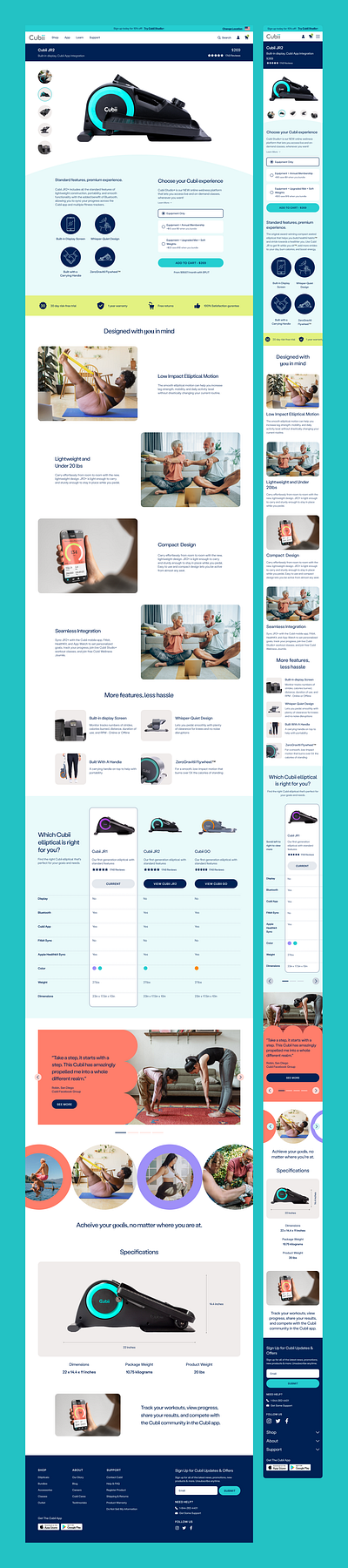 Cubii PDP circles commerce curves digital elderly elliptical exercise fitness graphic design health inclusive low impact nutrition playful product shop ui ux web wellness