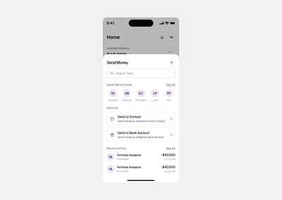 Send Money - Mobile design fintech money send money tech ui ui design ux ux design