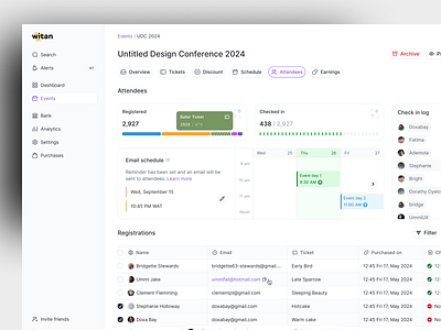 Witan Event Dashboard clean ui dashboard design event product design ui uiux user experience