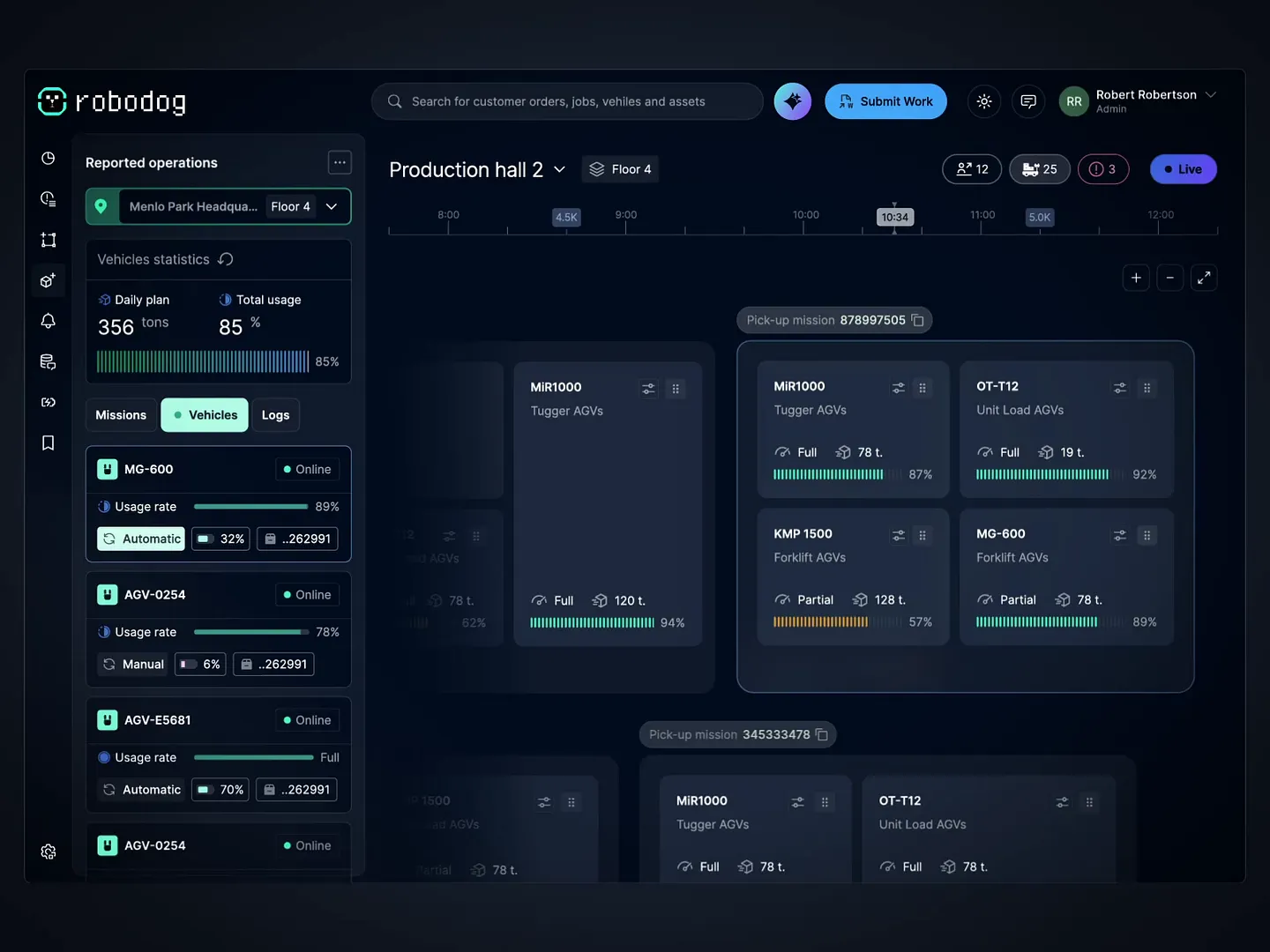 Optimized Warehouse Website: Real-Time Robodog AGV Dashboard