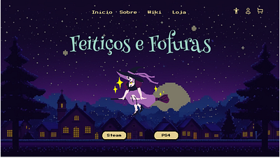 Feitiços e Fofuras | Website game pixelart pixelgame spell ui website witch witchcraft