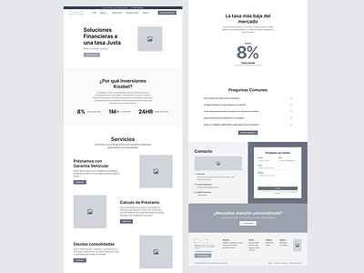 Inversiones Kissbel - Landing Page Wireframes landing page loans ui ux website wireframes