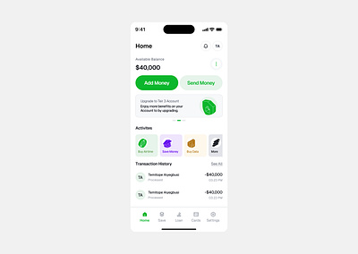 Fintech Mobile Screen design fintech home screen ui ui design ux ux design