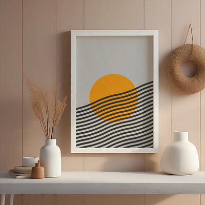 Abstract Sun and Waves abstract abstract sun and waves art design graphic design illustration sun sun and waves wall art waves