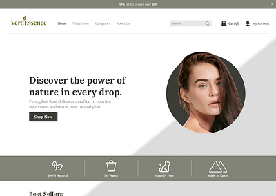 (UI Design) VerdEssence - Natural Consmetics Brand. design graphic design logo ui uiux ux