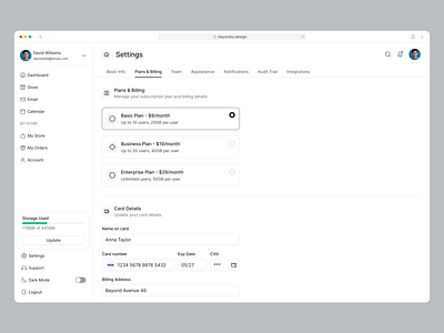 Settings page UI - Beyond UI beyond ui figma components product design saas design saas settigns saas ui settings settings page settings product settings saas settings ui ui design