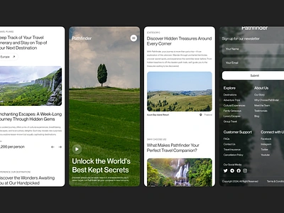 Pathfinder - Travel Responsive Website adventure agency booking design destination holiday mobile mobile app responsive responsive website travel travel agency travel app traveling ui ui design ux vacation