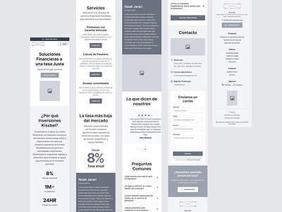 Inversiones Kissbel - Landing Page Wireframes (Mobile) design mobile ui ux website wireframes