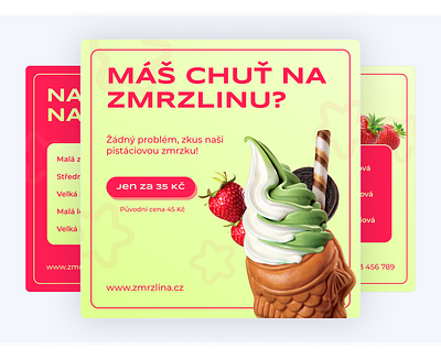 Ice cream Instagram post bold branding clean cream desert design food graphic design green ice icecream logo red restaurant simple ui white