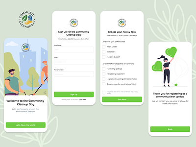 Sign Up Community Clean Up Day #DailyUI 001 app dailyui mobiledesign ui