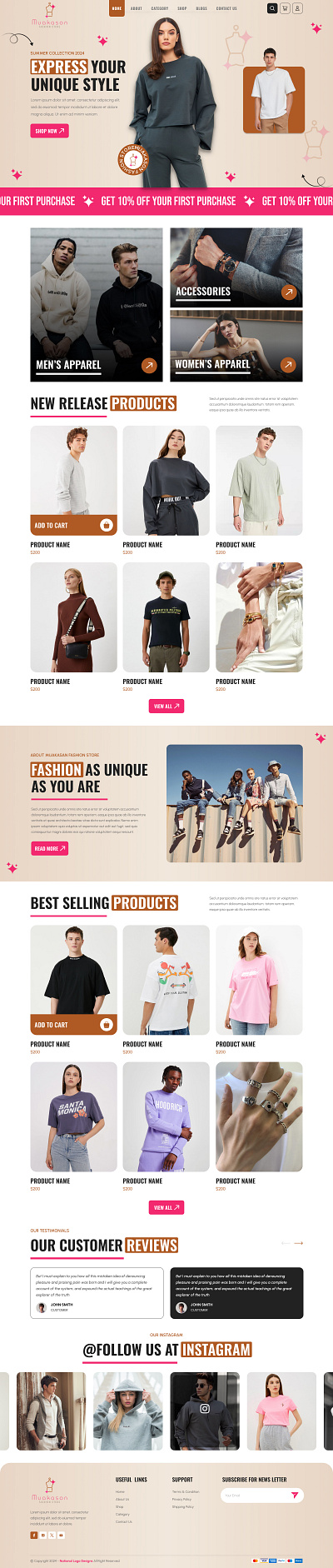 CLOTHING SUMMER COLLECTION 2024 clothing clothingbrand creative design fashion ui website