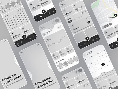 Fitness app_Lowfi app design figma graphic design ui ux web