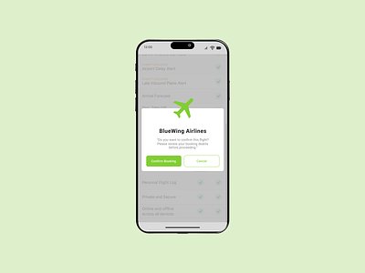 Daily UI Challenge # 9 - Confirmation Pop Up airline android confirmation pop up dailyui dailyuichallenge dailyuichallenge9 figma figma desihn iphone ui ui design ui pop up uiux