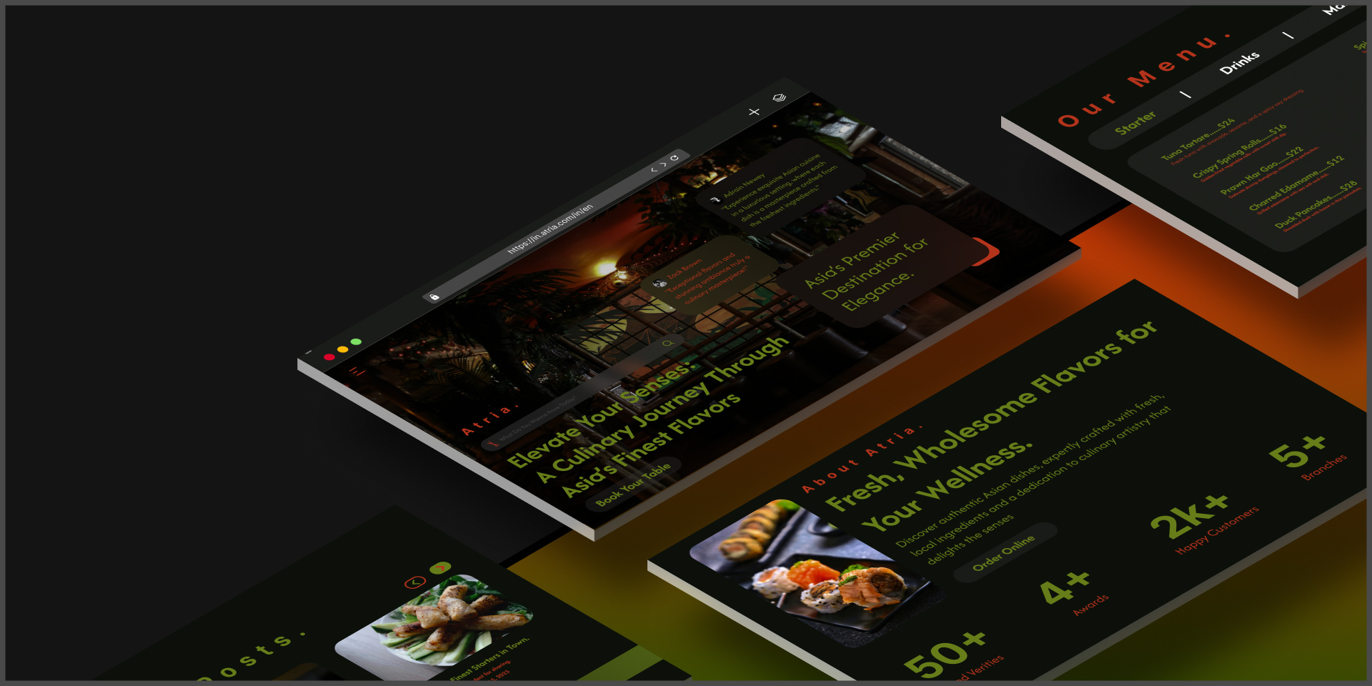 ATRIA - Asia In A Plate. asiancuisine brandidentity creativewebsites designinspiration dribbbleshots elegantdesign figmadesign finedining foodieexperience gourmetfood highenddesign luxuryrestaurant minimalistdesign responsivedesign restaurantwebsite trendingdesign uiuxdesign userexperience visualstorytelling webdesign