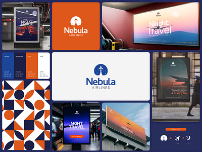 Nebula Airlines adventure airlines branding graphic design logo night travel posters print travel