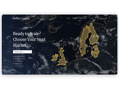 1office Group - Corporate Website Redesign clouds corporate earth hero map uiux web design