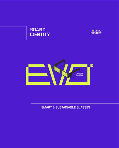 EVO Smart Glasses Brand Identity ai art direction brand identity branding evo flat logo graphic design illustrator logo modern logo poster smart glasses tech unique logo wordmark