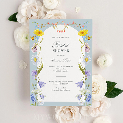 Editable Wild Floral Bridal Shower Invitation Template bridal shower canva canva template diy invite editable editable template graphic design invitation printable wedding wedding invitation wild floral