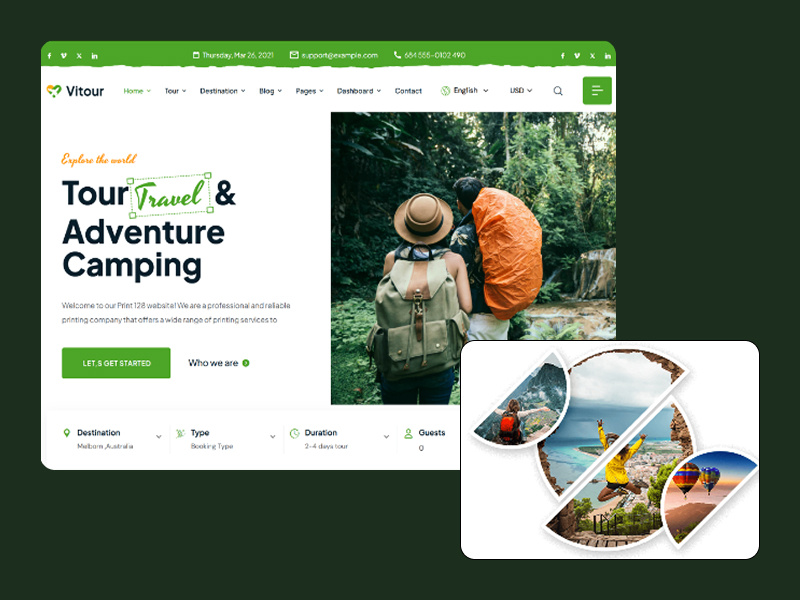 Vitour - Travel & Tour Booking WordPress Theme booking system tour booking tour operator tourism marketing travel agency travel blog travel booking travel management travel packages travel tech travel website trip planner ui vacation planning wordpress theme