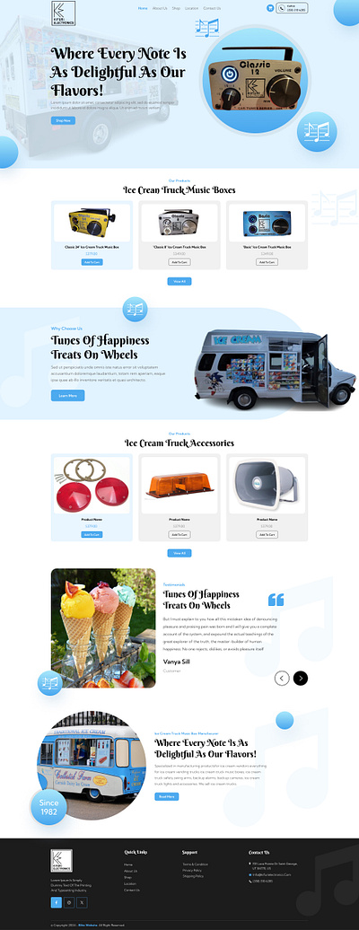 ICE-CREAM TRUCK creative design fun icecream music truck ui website