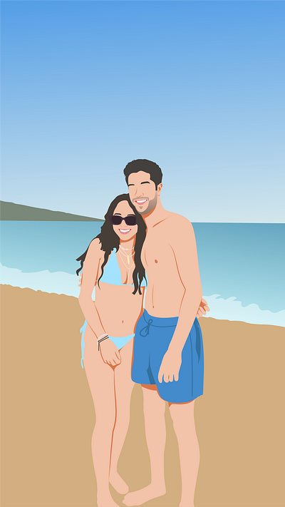 Beautifull couple costume minimalist illustrations aesthetic beach design giftillustration illustration illustrationfromphoto minimalism minimalistart phototoillustration portait simpledesign summer ui