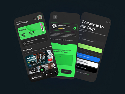 Fitness app dark version app design figma graphic design ui ux