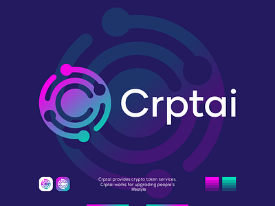 'Cryptai' Logo abstract app coin crypto graphic design icon based logo design minimal minimalistic modern saas security softwere tech token