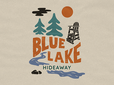 Blue Lake Hideaway branding design graphic design handdrawn hideaway illustration logo vector wild